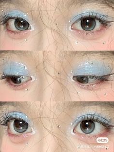 Vally 🐠 (creds to owners) Blue Eyeshadow Tutorial, Pretty Eye Makeup, Beauty Makeup Tutorial, Birthday Makeup, Makeup Stuff, Makeup Eye Looks, Dark Makeup