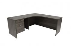 an l shaped desk with two drawers