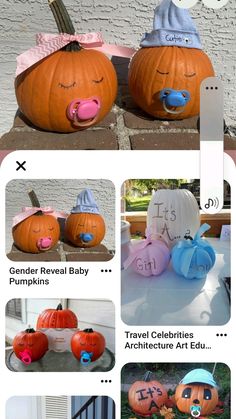 some pumpkins with faces painted on them and the words happy halloween written in different languages