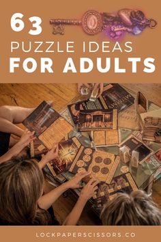 kids playing with puzzles on the floor and text overlay that reads 63 puzzle ideas for teens