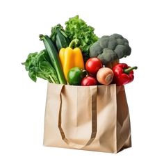 a shopping bag filled with lots of fresh vegetables