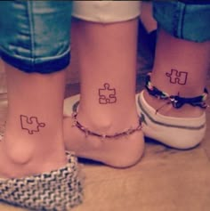 Matching Cousin Tattoos, Married Couple Tattoos, Family First Tattoo, Puzzle Tattoos, Matching Sister Tattoos