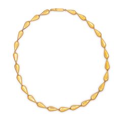 The Story This chic gold chain necklace is the ultimate jewelry staple. Made from rich 18 karat yellow gold, the necklace measures 15.5 inches and sits at the collar bone. Comprised of 25 tear-dropped shaped links, the length is perfect for a shorter, choker look. Made by Birks, an heirloom Canadian brand founded in 1879, the construction is lovely. Each of the links is semi-hollow, so while the necklace has a lovely presence, it's not too heavy. It looks great on its own or worn layered with ot Luxury Gold Plated Teardrop Necklaces, Gold Drop Chain Necklaces, Luxury Gold Plated Teardrop Necklace, Formal Gold Drop Necklace With Chain, Formal Gold Teardrop Pendant Necklace, Elegant Yellow Gold Drop Necklace With Chain, Formal Yellow Gold Plated Drop Necklace, Gold Drop Necklace With Chain, Elegant Yellow Gold Chain Necklace With Teardrop Pendant