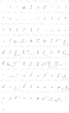 the letters and numbers are written in cursive writing