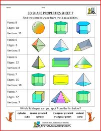 3d shapes worksheet with answers