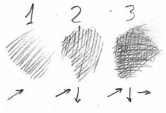 pencil drawings showing the steps to drawing hearts and arrows with numbers drawn on them, including one