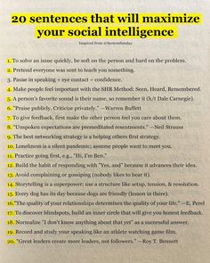 an open book with the title 20 sentences that will maximumize your social intelilince