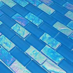 Glass Mosaic Tile Sheen Blue 1x2 for bathroom and shower Iridescent Bathroom Tile, Irridescent Tile, Iridescent Mosaic Tile, Turquoise Waterline Pool Tile, Iridescent Pool Glass Tile