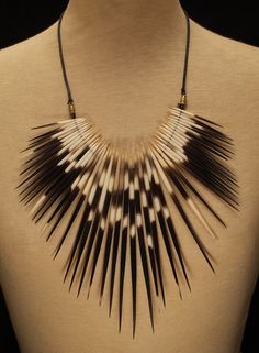 African Porcupine quills used in "Shaman Ceremonial Necklace" African Porcupine, Porcupine Quill Jewelry, Quill Jewelry, Diamond Necklace Gift, Crafts Jewelry Making, Quilled Jewellery, Good Luck Necklace, Organizer Jewelry