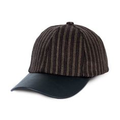 STRIPED BASEBALL CAP HAT WITH PU BRIM Size: One Size. Color: Brown. Adjustable Six-panel Brown Baseball Cap, Brown Adjustable Six-panel Baseball Cap, Classic Brown Six-panel Baseball Cap, Casual Flat Cap Trucker Hat For Baseball Season, Casual Brown Flat Cap Trucker Hat, Adjustable Brown Baseball Cap For Baseball Season, Adjustable Brown Baseball Cap For Season, Classic Brown Baseball Cap With Curved Brim, Flat Cap For Baseball Season