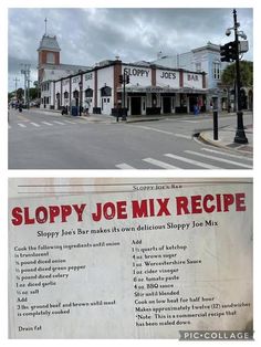 an old newspaper advertises sloppy joe mix recipe on the side of a street