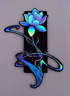 a blue flower on a black and white background with the word love written below it