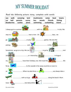 the summer holiday worksheet is shown with pictures and words to describe what they are