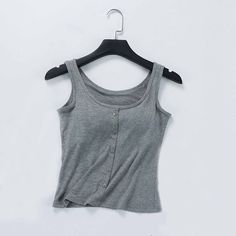 Timegard Womens Tank Tops with Built in Bra Scoop Neck Button Sleeveless Soft Homewear Casual Pjs Tops - Walmart.com Built In Bra Tank Top, Compression Tank Top, Tank Top Bras, Grey Outfit, U Neck, Sleeveless Shirt, Newest Trends, Tank Tops Women, Scoop Neck