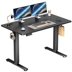 42017740980266 Rising Desk, Standing Desk Height, Standing Desk Frame, Standing Desk Ergonomics, Adjustable Computer Desk, Desk With Keyboard Tray, Electric Desk, Home Office Computer Desk, Electric Standing Desk