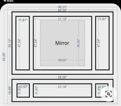 the floor plan for a mirror with measurements