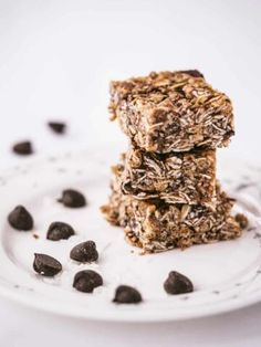 chocolate chip granola bars stacked on top of each other