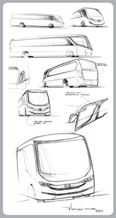 some sketches of different types of vehicles