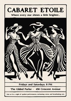 Cabaret Etoile Art Deco Poster - Retro 1920s Dance Show Advertisement Wall Art - Elegant Black and White Silhouette Print for Home Décor by CozySpiritStudio on Etsy Inner Siren, 1920s Dance, Black And White Silhouette, Art Deco Poster, Deco Poster, Timeless Furniture, Etsy Sales, Cabaret