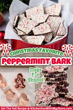 christmas flavored peppermint bark recipe in a red tin