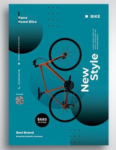 a brochure with a bike on it and the words new style written in black