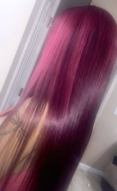 Pink Hair No Bleach, Hair Dye Ideas Color, Orange And Red Highlights, Underhair Dye, Underneath Dyed Hair, Berry Pink Hair, Hair Dye Color Chart, Mommy Hair, Bright Pink Hair