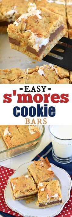 easy s'mores cookie bars on a plate