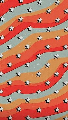 an image of stars and stripes pattern on a wallpaper or fabric background in red, orange, grey and white