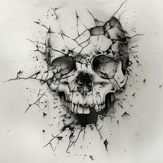 Badass Skull Body Art Tattoo Stencil Kit Skull Sketch, Creepy Tattoos, Tattoo Style Drawings, 다크 판타지