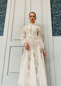 Specialty gown Dry clean only Handmade Long Sleeve High Neck Dress, 2022 Jewelry, Mini Gold, Long Sleeve Gown, Gold Leaves, High Neck Long Sleeve, Wedding Watch, White Sandals, Trends 2022