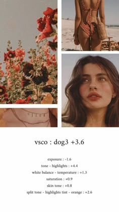 a woman in a bathing suit standing next to flowers and the words, vgo dog 3