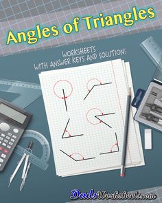 an image of a book cover for angles of triangles with answer keys and solution