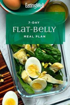 Try out this 7-day meal plan to lose belly fat. It includes meals and snacks with foods that have been shown to help decrease belly fat. Losing Belly Fat Diet, Belly Fat Diet Plan, Flat Belly Foods, Perfect Diet, 7 Day Meal Plan, Low Fat Diets, Diet Meal Plans