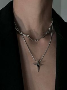 ◾️Size 48.5 cm Chains Aesthetic, Edgy Necklace, Masculine Jewelry, Asymmetrical Necklace, Layer Chain, Silver Jewlery, Silver Springs, Layered Necklaces Silver, Denim Tote Bags