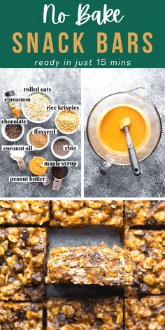 no bake snack bar recipe with text overlay