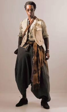 Egypt Inspired Outfits, Egypt Fashion Men, Desert Fashion Men, Whimsical Male Outfit, Archeologist Outfit Men, Urban Nomad Fashion, Egypt Outfit Men, Pirates Outfit Men, Spiritual Fashion Men