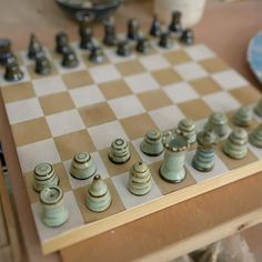 a chess board with several pieces on it