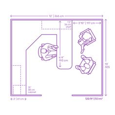 a drawing showing the height and width of a chair