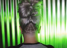 Spider Web Undercut, Halloween Undercut Designs, Spider Web Haircut, Undercut Ideas, Haircut Design