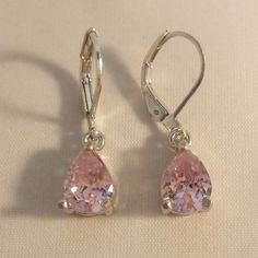 Dainty Sterling Silver Earrings, Silver And Pink Earrings, Pink Silver Jewelry, Pink Gem Earrings, Silver And Pink Jewelry, Pink And Silver Jewelry, Pretty Stacks, Rhinestone Ear Cuff, Pink Zircon