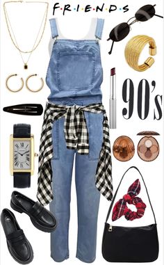 Stereotypical 90s Outfit, 90s Fashion Dungarees, 90 Overalls Outfit, Overall 90s Outfit, 1990s Fashion Overalls, 90s Fashion Overalls Outfits, 2000 Costume Ideas, 90s Party Outfit Overalls