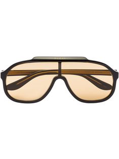 Black/yellow pilot-frame sunglasses from GUCCI EYEWEAR featuring yellow tinted lenses, double bridge, curved arms and UV-protective lenses. These glasses come with a protective case.. | Gucci Eyewear Pilot-Frame Sunglasses Snow Wear, Silver Sunglasses, Sunglasses Women Aviators, Cute Glasses, Gucci Eyewear, Pilot Sunglasses, Buy Gucci