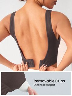 Seamless Backless Sports Bra, Solid Color With Back Closure Coffee Brown    Fabric Plain  High Stretch  Women Activewear, size features are:Bust: ,Length: ,Sleeve Length: Sports Bra With Underwire, Crochet Bra Cup, Back Fat Bra, Pearl Sleeves, Low Back Bra, Bra Ideas, Gym Bra, Crochet Bra, Backless Bra