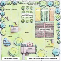 a garden plan with lots of trees and plants