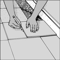 a black and white drawing of a person reaching for something on the floor with their hand