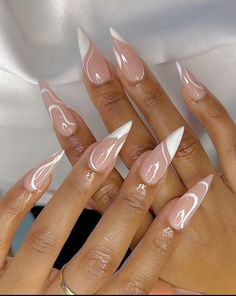 French Stiletto Nails, Best Nail Ideas, Gel Toe Nails, Trending Nails, Christmas 3d, Happy Nails, Stiletto Nails Designs, Really Cute Nails