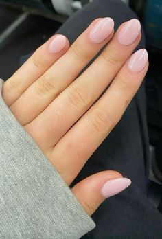 Short Nails Simple Color, Simple Acrylic Nails No Design, Nail Ideas Natural Colors, Short Almond Nails Back To School, Short Coffin Light Pink Nails, Light Pink Nails Natural Nail, Cute Nail Designs Light Pink, Light Pink Nail Inspiration, Shortish Nails Acrylic