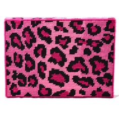 a pink and black leopard print purse