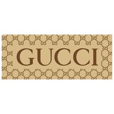 the gucci logo is shown in brown and tan