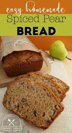 an easy homemade spiced pear bread recipe